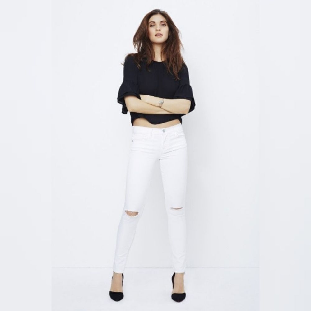 Rebecca Minkoff white jeans ripped knee skinny 26